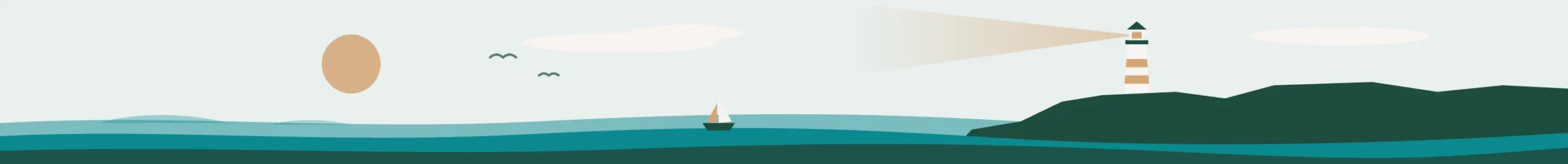Illustration : côte finistérienne et phare, mer et voilier